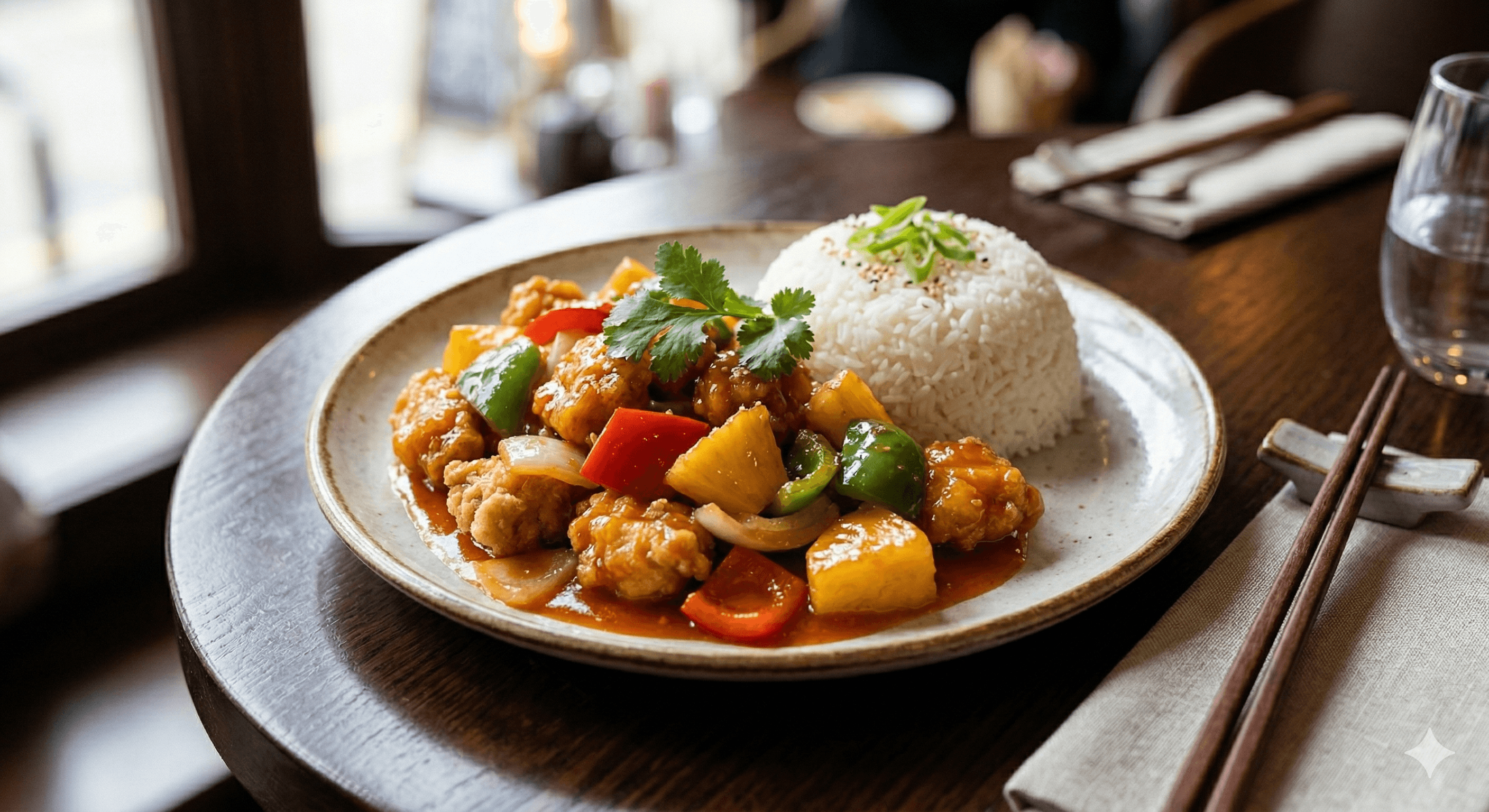 Advertised sweet and sour chicken - beautifully plated